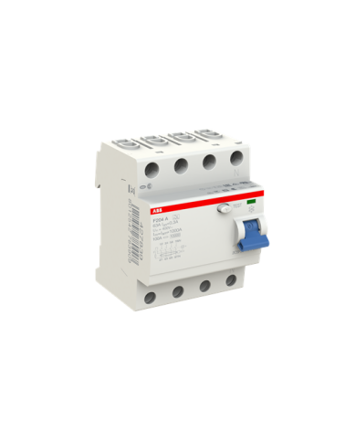 Disjoncteur FI ABB F204A-63/0,3, 63A/0,3mA, 4-Pôles Disjoncteur FI ABB F204A-63/0,3, 63A/0,3mA, 4-Pôles