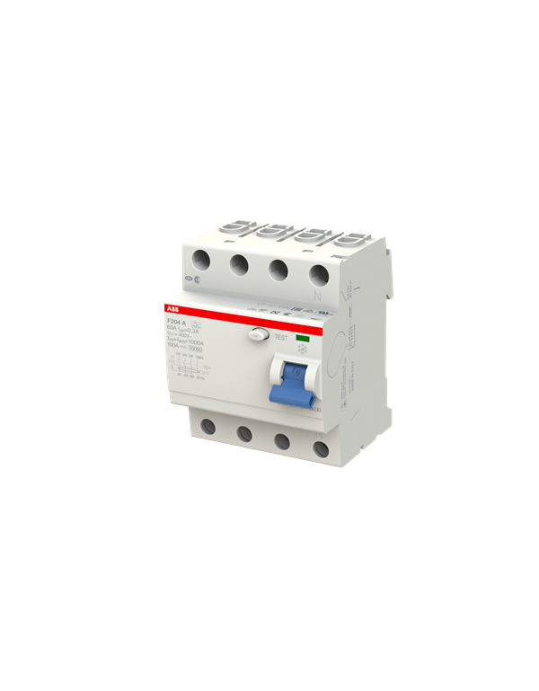 Disjoncteur FI ABB F204A-63/0,3, 63A/0,3mA, 4-Pôles Disjoncteur FI ABB F204A-63/0,3, 63A/0,3mA, 4-Pôles