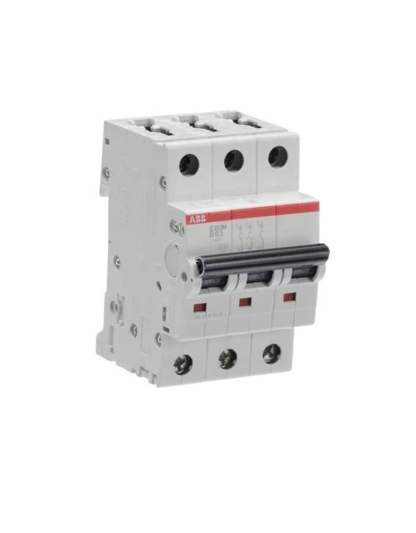 Disjoncteur miniature ABB S200M Type B, 3 pôles 63A 440V, capacité de coupure 10 kA System Pro M Compact