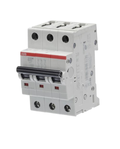Disjoncteur miniature ABB S200M Type B, 3 pôles 63A 440V, capacité de coupure 10 kA System Pro M Compact Disjoncteur miniature ABB S200M Type B, 3 pôles 63A 440V, capacité de coupure 10 kA System Pro M Compact