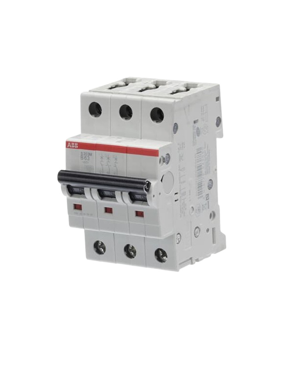 Disjoncteur miniature ABB S200M Type B, 3 pôles 63A 440V, capacité de coupure 10 kA System Pro M Compact Disjoncteur miniature ABB S200M Type B, 3 pôles 63A 440V, capacité de coupure 10 kA System Pro M Compact