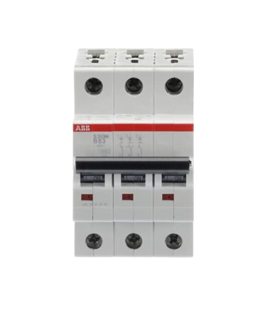 Disjoncteur miniature ABB S200M Type B, 3 pôles 63A 440V, capacité de coupure 10 kA System Pro M Compact Disjoncteur miniature ABB S200M Type B, 3 pôles 63A 440V, capacité de coupure 10 kA System Pro M Compact