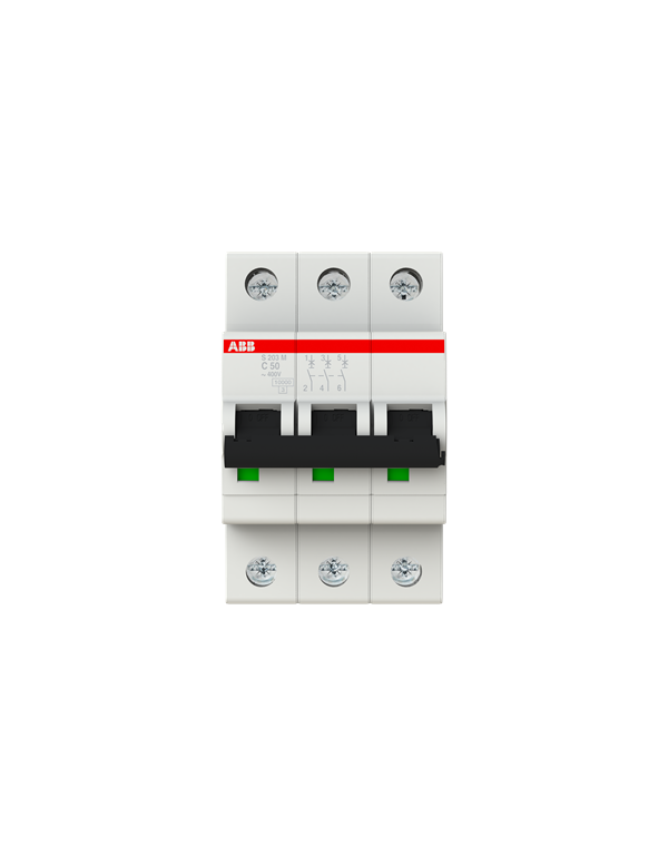 Disjoncteur ABB S203M-C50 3P 50A caractéristique C, 10 kA Disjoncteur ABB S203M-C50 3P 50A caractéristique C, 10 kA