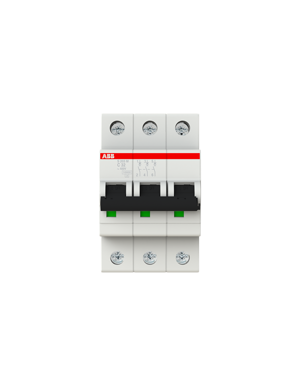 Disjoncteur ABB S203M-C32 3P 32A caractéristique C, 10 kA Disjoncteur ABB S203M-C32 3P 32A caractéristique C, 10 kA