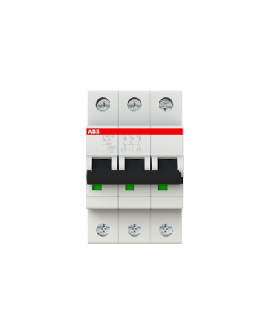 Disjoncteur ABB S203M-B25 3P 25A caractéristique B, 10 kA Disjoncteur ABB S203M-B25 3P 25A caractéristique B, 10 kA