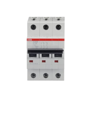 Disjoncteur ABB S203M-C25 3P 25A caractéristique C, 10 kA Disjoncteur ABB S203M-C25 3P 25A caractéristique C, 10 kA