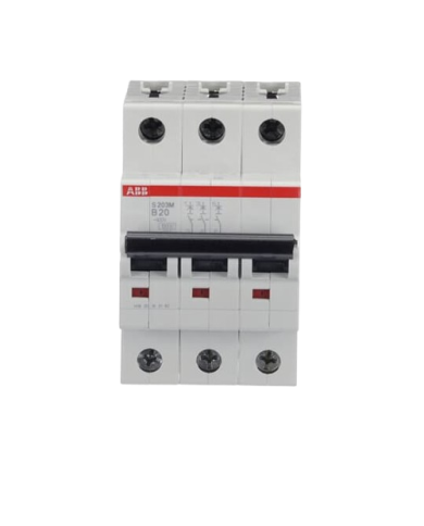 Disjoncteur ABB S203M-B20 3P 20A caractéristique B, 10 kA Disjoncteur ABB S203M-B20 3P 20A caractéristique B, 10 kA