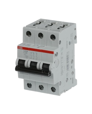 Disjoncteur ABB S203M-C20 3P 20A caractéristique C, 10 kA Disjoncteur ABB S203M-C20 3P 20A caractéristique C, 10 kA