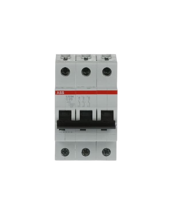 Disjoncteur ABB S203M-C20 3P 20A caractéristique C, 10 kA Disjoncteur ABB S203M-C20 3P 20A caractéristique C, 10 kA