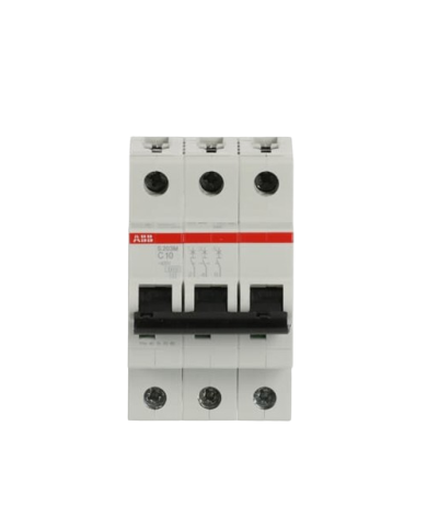 Disjoncteur ABB S203M-C10 3P 10A caractéristique C, 10 kA Disjoncteur ABB S203M-C10 3P 10A caractéristique C, 10 kA
