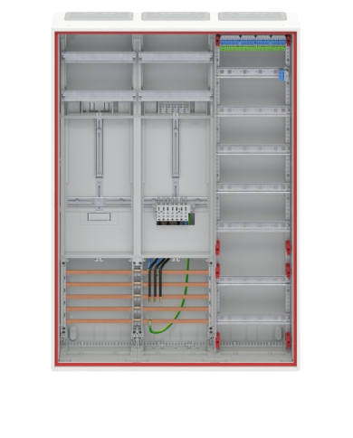 Armoire complète Striebel & John DD37V11VB pour 40A 1 compteur & 1 réserve, 72 & 48TE, BH3, 3 champs 16 mm² Armoire complète Striebel & John DD37V11VB pour 40A 1 compteur & 1 réserve, 72 & 48TE, BH3, 3 champs 16 mm²